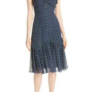 Women's Rebecca Taylor Speckled Dot Silk Blend Fit & Flare Dress