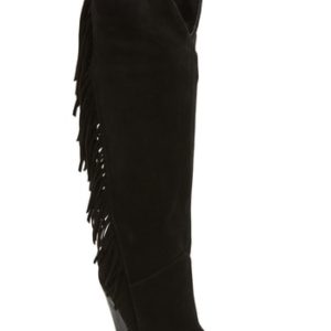 Women's Sigerson Morrison Janey Fringed Knee High Boot, Size 39.5 EU - Black