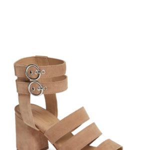 Women's Topshop Nina Multi Strap Block Heel Sandal, Size 5.5US / 36EU M - Beige