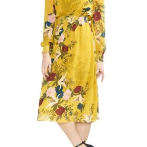 Women's Vince Camuto Autumn Botanical Cinch Waist Dress