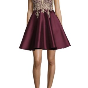 Women's Xscape Embellished Embroidered Mikado Party Dress