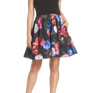 Women's Xscape Floral Print Fit & Flare Dress