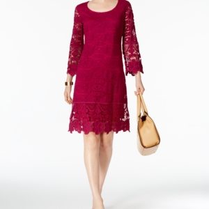 Alfani Crochet-Trim Illusion Dress, Created for Macy's