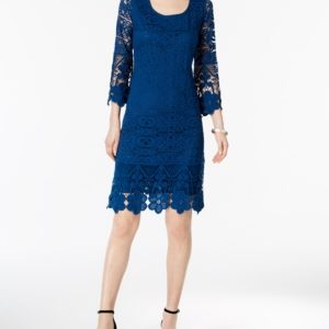 Alfani Crochet-Trim Illusion Dress, Created for Macy's