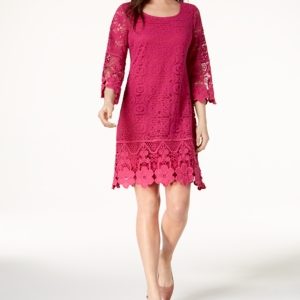 Alfani Crochet-Trim Illusion Dress, Created for Macy's