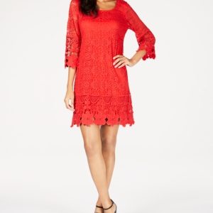 Alfani Crochet-Trim Illusion Dress, Created for Macy's