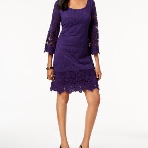 Alfani Crochet-Trim Illusion Dress, Created for Macy's