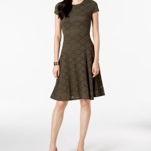 Alfani Lace Fit & Flare Dress, Created for Macy's