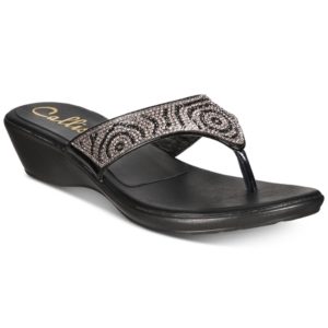 Callisto Sommerville Embellished Slide Thong Wedge Sandals, Created for Macy's Women's Shoes