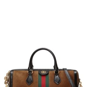 Gucci Ophidia Suede Top Handle Bag - Brown