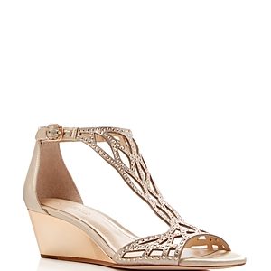 Imagine Vince Camuto Jalen Metallic Rhinestone Cutout Wedge Sandals