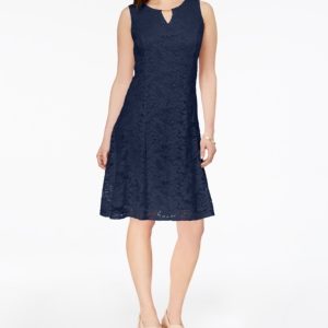 Jm Collection Floral-Lace A-Line Dress, Created for Macy's