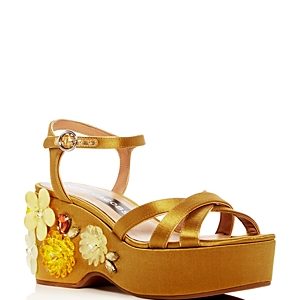 Marc Jacobs Women's Callie Embellished Satin Platform Wedge Sandals