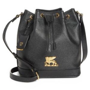 Mcm Small Rgb Leather Drawstring Bag - Black