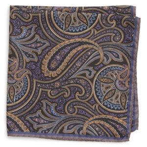 Men's Nordstrom Men's Shop Paisley Silk Pocket Square, Size One Size - Purple