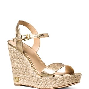 Michael Michael Kors Women's Jill Leather Espadrille Platform Wedge Sandals