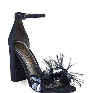 Sam Edelman Women's Yal Feather Embellished Leather & Suede High-Heel Sandals