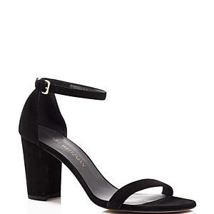 Stuart Weitzman Nearlynude Ankle Strap Block Heel Sandals