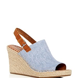 Toms Women's Monica Hemp Chambray Espadrille Platform Wedge Sandals