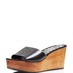 Tory Burch Women's Patty Leather Platform Wedge Slide Sandals