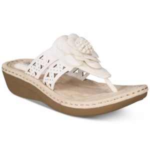 White Mountain Cynthia Thong Wedge Sandals Women's Shoes