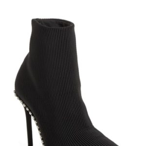 Women's Alexander Wang Eri Studded Sock Bootie, Size 5US / 35EU - Black