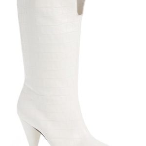 Women's Attico Betta Croc Embossed Mid Calf Bootie, Size 10US / 40EU - White