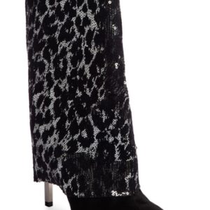 Women's Balmain Babette Sequin Leopard Print Bootie, Size 6US / 36EU - Black