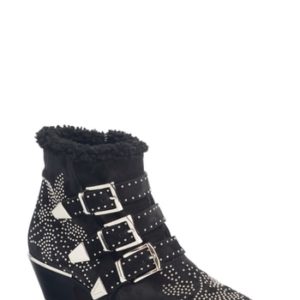 Women's Chloe Susanna Genuine Shearling Studded Bootie, Size 4US / 34EU - Black