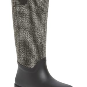 Women's Dav Cardiff Tweed Knee High Rain Boot, Size 6 M - Black