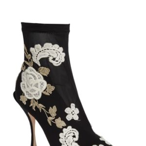 Women's Dolce & gabbana Floral Sock Bootie, Size 5.5US / 36EU - Black