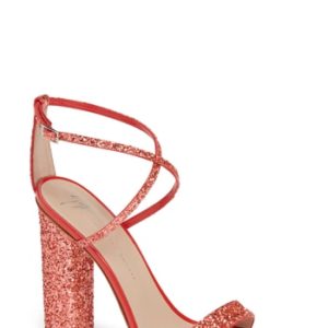 Women's Giuseppe Zanotti Glitter Heel Sandal, Size 7 M - Coral