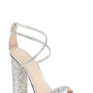 Women's Giuseppe Zanotti Glitter Heel Sandal, Size 7 M - Metallic