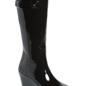 Women's Hunter Refined Knee High Rain Boot, Size 7 M - Black