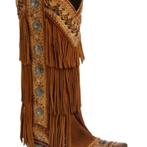 Women's Lane Boots Wind Walker Fringe Knee High Western Boot, Size 5 M - Brown