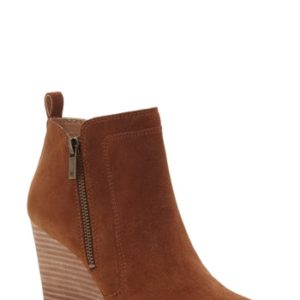 Women's Lucky Brand Yahir Wedge Bootie, Size 5 M - Brown