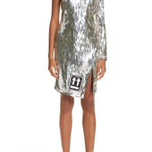 Women's Off-White Sequin One Shoulder Dress