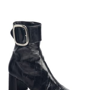 Women's Saint Laurent Joplin Genuine Eelskin Buckle Bootie, Size 6US / 36EU - Black