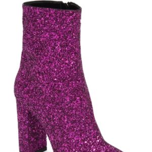 Women's Saint Laurent Loulou Glitter Bootie, Size 5US / 35EU - Pink