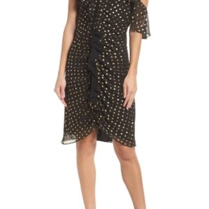 Women's Sam Edelman Metallic Dot Cold Shoulder Sheath Dress