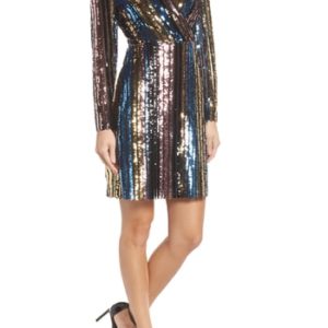 Women's Sam Edelman Rainbow Metallic Faux Wrap Dress