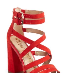 Women's Sam Edelman Yema Block Heel Sandal, Size 5.5 M - Red