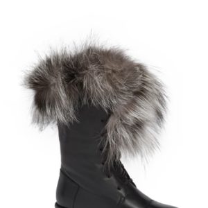 Women's Sheridan Mia Jam Genuine Fox Fur Bootie, Size 37 EU - Black