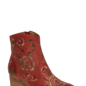 Women's Sofft Westmont Floral Embroidered Bootie, Size 6 M - Red