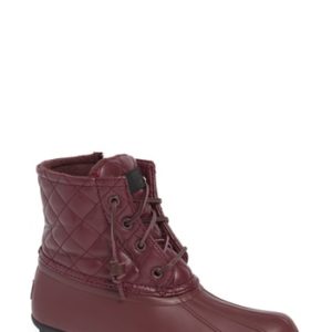 Women's Sperry Quilted Luxe Saltwater Waterproof Bootie, Size 5.5 M - Burgundy