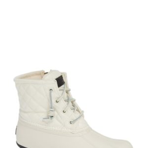 Women's Sperry Quilted Luxe Saltwater Waterproof Bootie, Size 6 M - Ivory