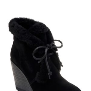 Women's Splendid Catalina Faux-Shearling Wedge Bootie, Size 8.5 M - Black