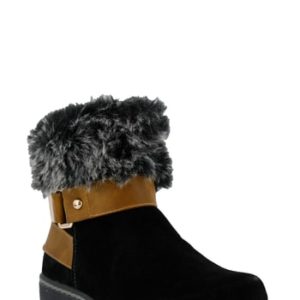 Women's Spring Step Popsicle Water Resistant Faux Fur Bootie, Size 5US / 35EU - Black