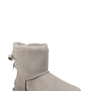 Women's Ugg Mini Bailey Bow Ii Genuine Shearling Bootie, Size 5 M - Grey