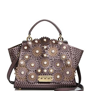 Zac Zac Posen Eartha Kitt Medium Embellished Perforated Leather Satchel